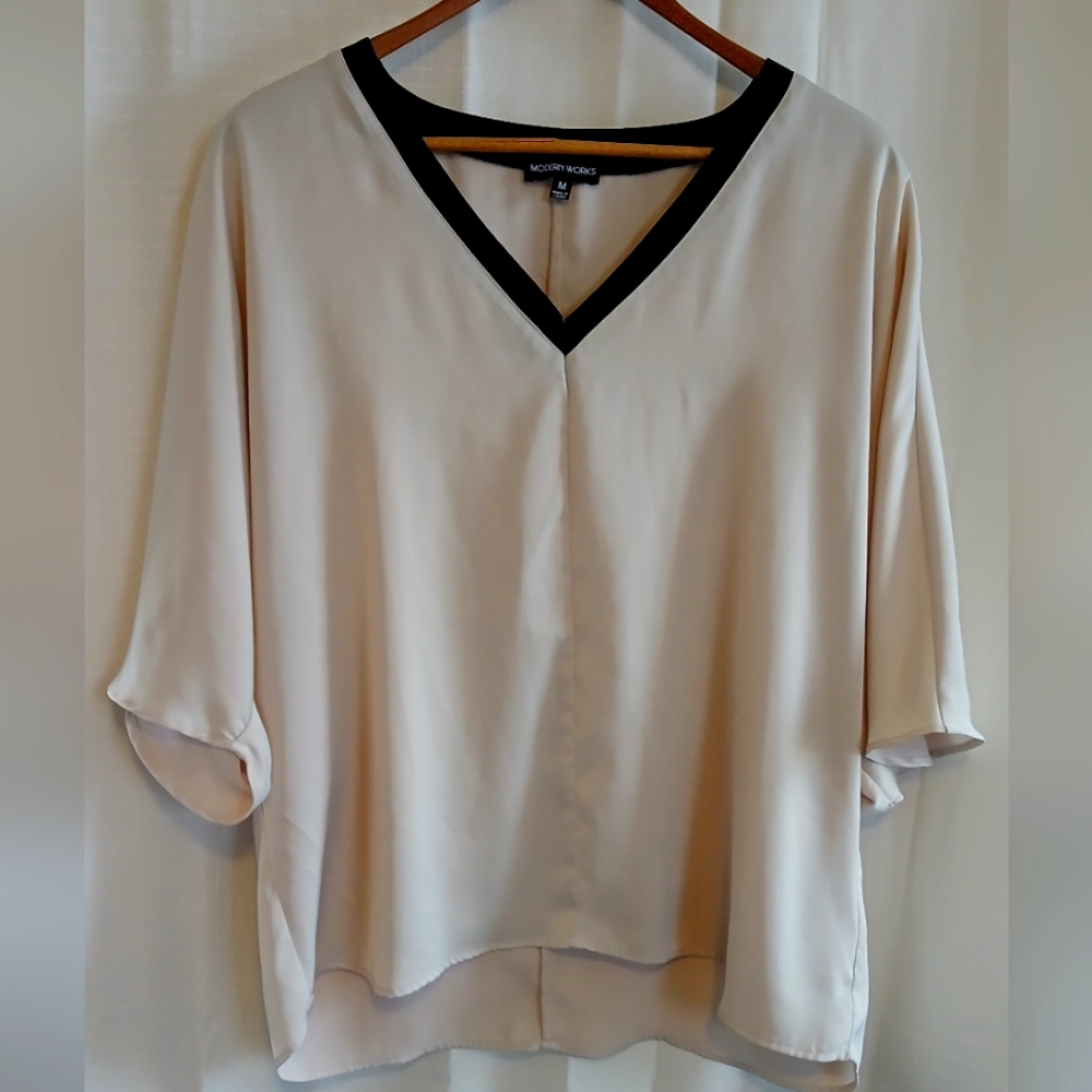 Cream V-Neck Women's Top